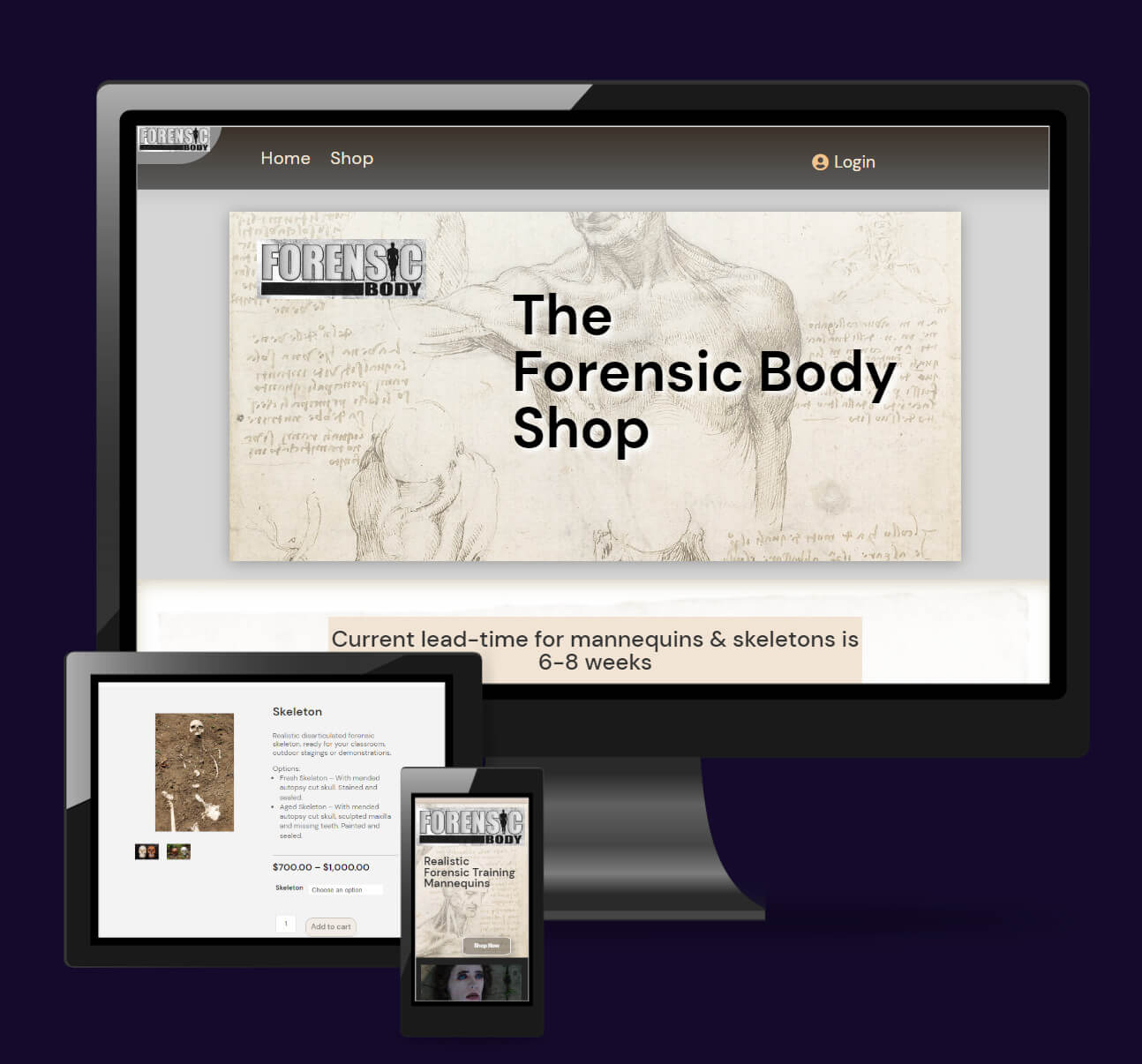 Forensic Body new website shown on various devices
